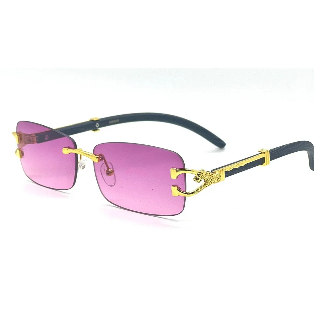 Men Sunglasses Hip Hop Shades Metal Gold Aviator Rapper Square Purple Lentes New